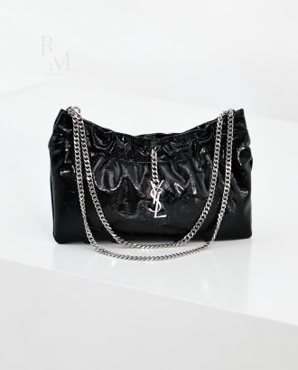 생로랑 은장 로고 체인 호보백