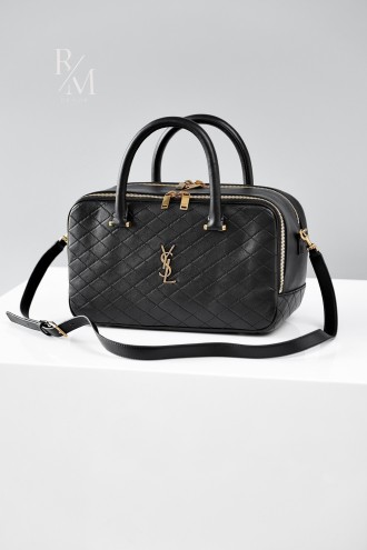 생로랑 리아 퀄팅 램스킨 더플백