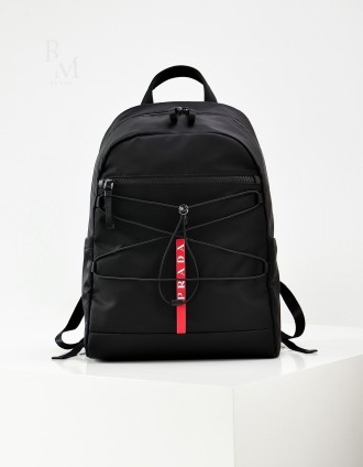프라다 테크니컬 패브릭 스트링 로고 백팩