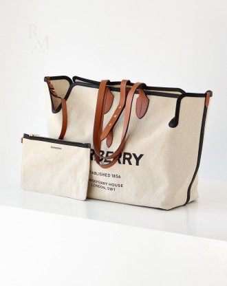 버버리 호스페리 캔버스 쇼퍼백 라지