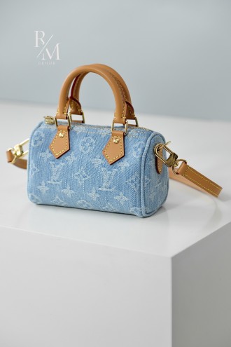 루이비통 나노 스피디 모노그램 스카이 블루 데님