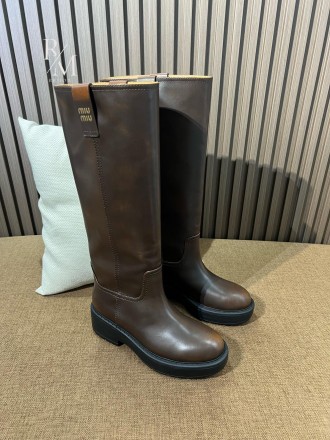 미우미우 퓌메 가죽 롱 부츠 5cm