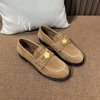 미우미우 벨뱃 앤 스웨이드 페니 로퍼