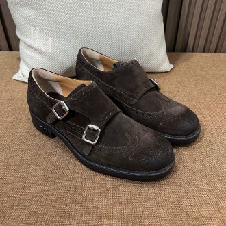 미우미우 x 처치스 스웨이드 몽크 스트랩 브로그