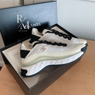 샤넬 스니커즈 패브릭 스웨이드 카프스킨