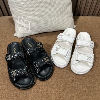 샤넬 벨크로 뮬 램스킨