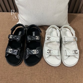 샤넬 벨크로 샌들 램스킨