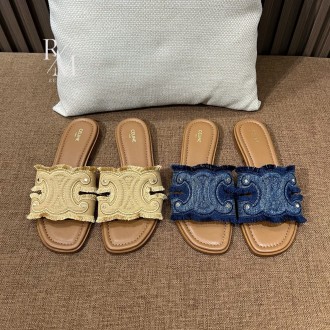 셀린느 마리나 프린지 뮬 데님