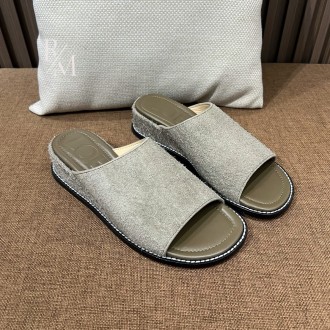 로에베 스웨이드 웨지 슬라이드 샌들