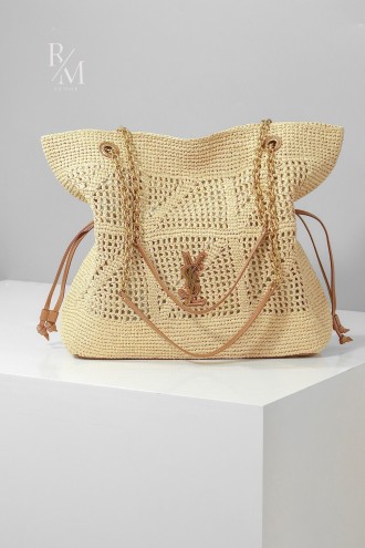 생로랑 라피아 소재 JAMIE 쇼퍼백