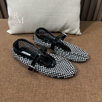 알라이아 라인스톤 메쉬 발레리나 플랫