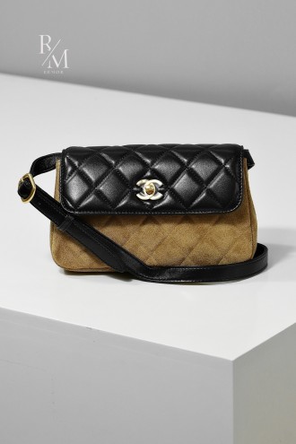 샤넬 25A 투톤 스웨이드 플랩 백