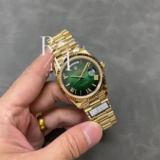 롤렉스 데이데이트 옐로우 골드 그린 옴브레 40mm