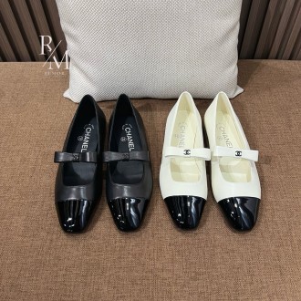 샤넬 리본 메리 제인 플랫 슈즈