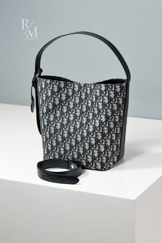 디올 스타 스몰 버킷백 오블리크 자카드