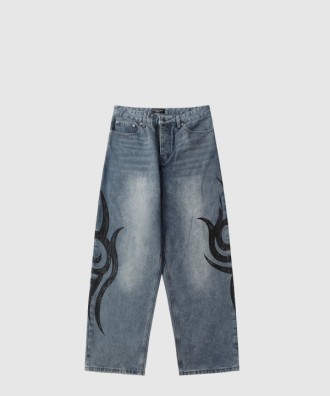 스트레치드 니 배기 팬츠