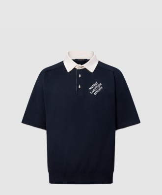 엠브로이더드 쇼트 슬리브드 코튼 블렌드 폴로 셔츠