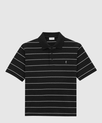 스트라이프 피케 소재의 폴로 셔츠