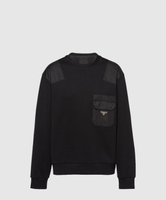 리나일론 디테일 코튼 스웨트셔츠