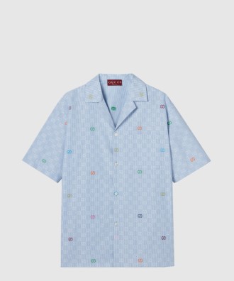 스트라이프 코튼 볼링 셔츠