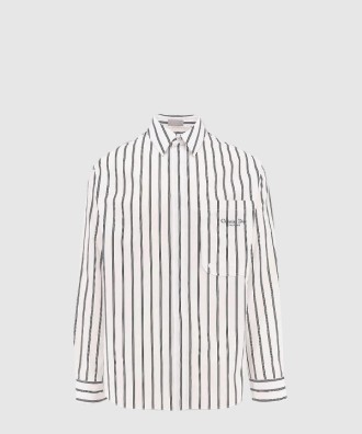 로고 디테일 스트라이프 코튼 셔츠