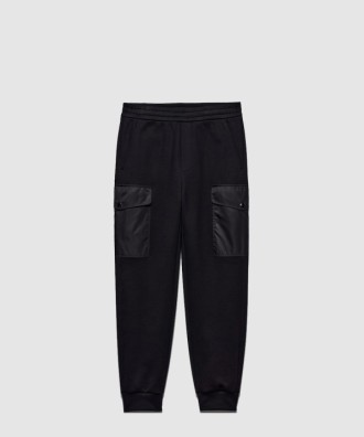 리나일론 디테일의 코튼 플리스 조거 팬츠