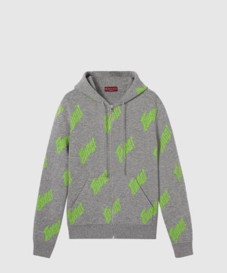 자카드가 달린 울 니트 지퍼 재킷