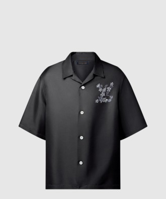 프린티드 시그니처 실크 셔츠