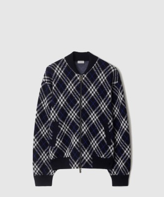 체크 울 블렌드 보머 재킷