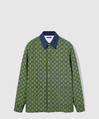 GG 체크 코튼 울 블렌드 재킷