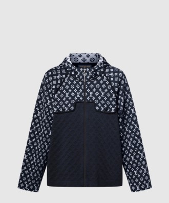 모노그램 자카드 니트 후디