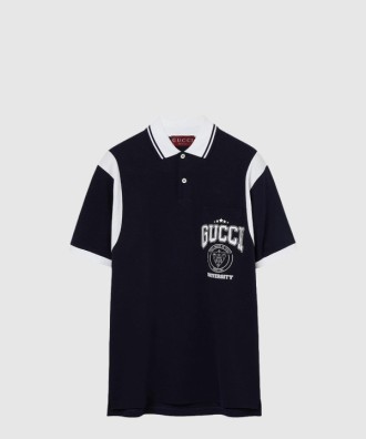 프린트가 있는 면 피케 폴로 셔츠