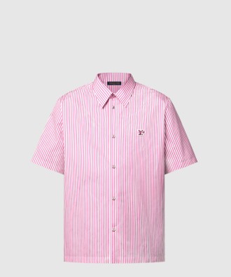 모노그램 스트라이프드 쇼트 슬리브드 셔츠