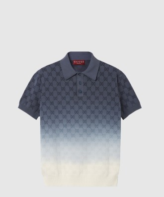 GG 코튼 니트 자카드 폴로 티셔츠