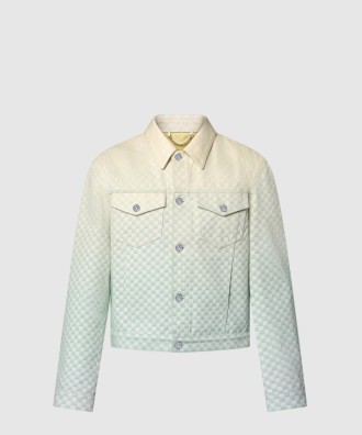 다미에 그라디언트 자카드 데님 재킷