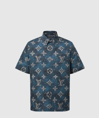 프린티드 모노그램 쇼트 슬리브드