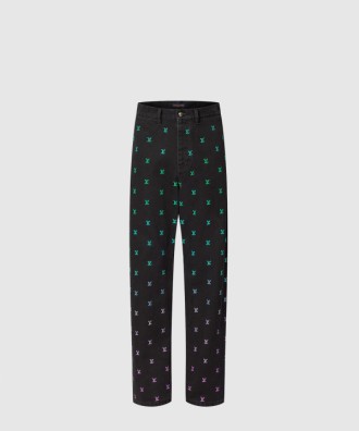 블라종 그라디언트 엠브로이더드 데님 스케이트 팬츠