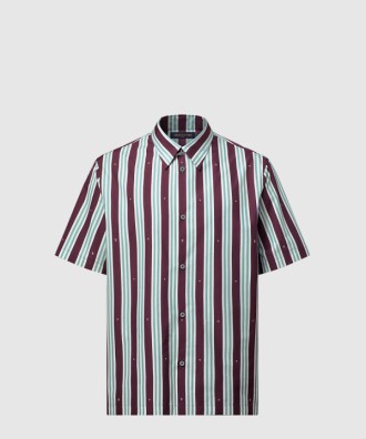 스트라이프드 쇼트 슬리브드 셔츠