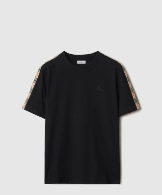 체크 트리밍 코튼 티셔츠