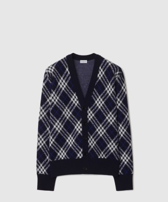 체크 울 블렌드 카디건
