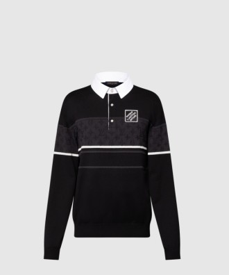 모노그램 자카드 롱 슬리브드 폴로 셔츠