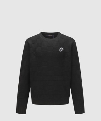 프린트 크루넥 니트 긴팔 스웨터