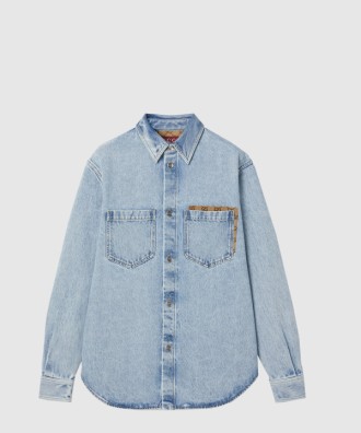 GG 인서트 워시드 데님 셔츠