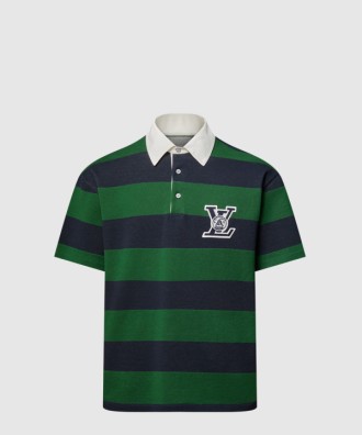 스트라이프드 쇼트 슬리브드 폴로 셔츠