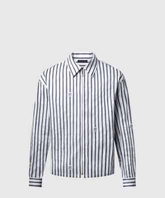 롱 슬리브드 집업 셔츠