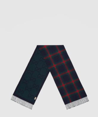 GG 스코틀랜드 체크 울 스카프 715385