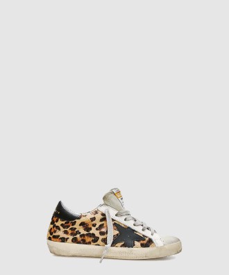 여성 레오파드 프린트 레더 슈퍼-스타 00101