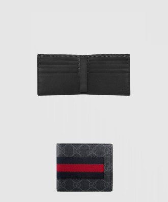 구찌 GG 슈프림 웹 지갑 블랙 그레이 408827
