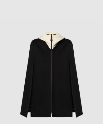 리브드 후드 더블 페이스 케이프