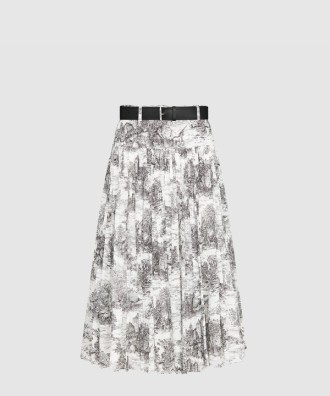 벨트 미디 스커트